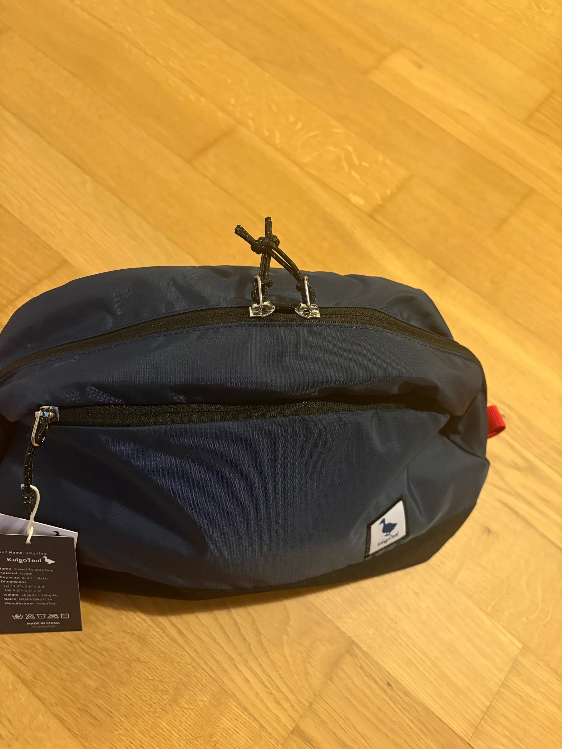 Wash bag loaded with swim gear